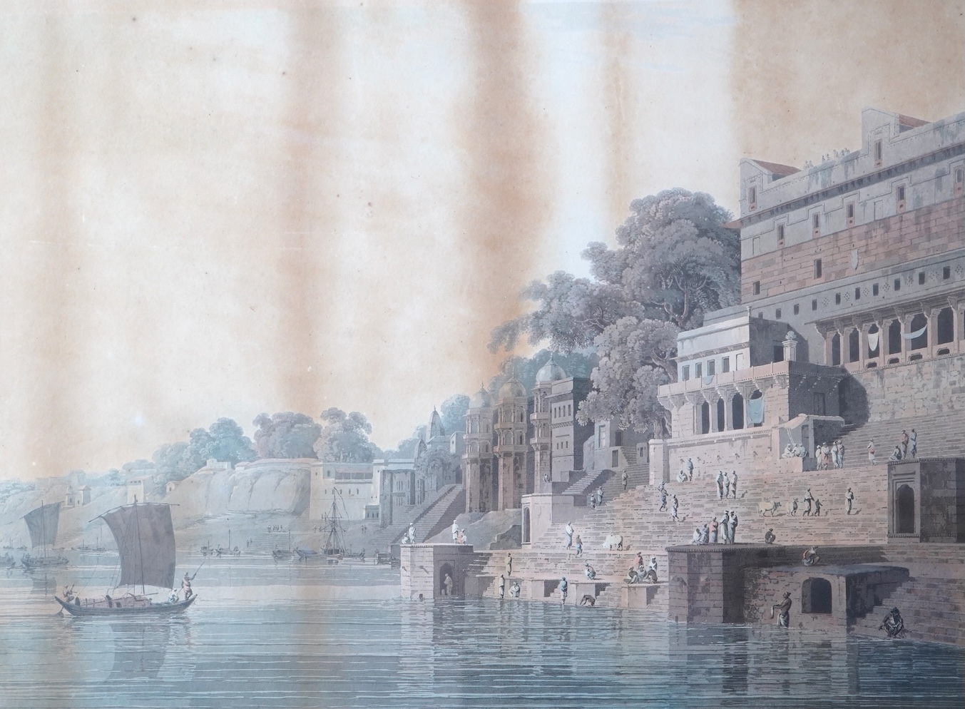 Thomas Daniell RA, 1749-1840, 'Dasahvamedh Ghat, at Benares on the Ganges’, (plate XVI); ‘Ramnugar, near Benares, on the river Ganges’, (plate XIV); ‘The sacred tree of the Hindoos, at Gyah, Bahar’, (plate XV), and ‘Ruin